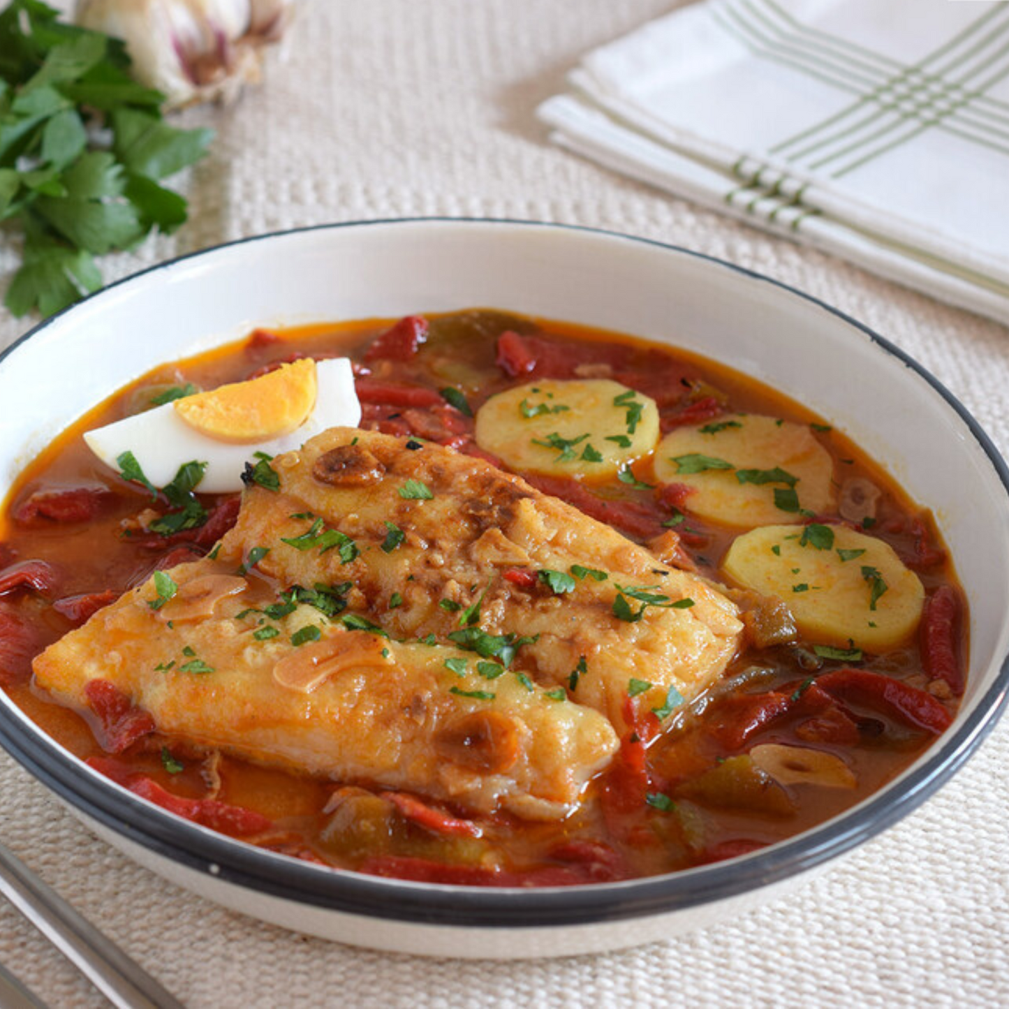 Bacalao a la Tranca con Pimientos asados