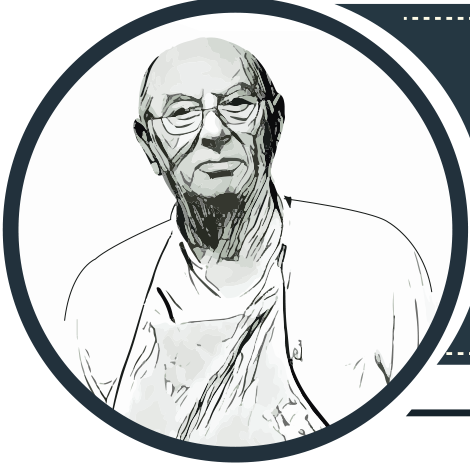Retrato en línea del fundador de La Casa del Bacalao
