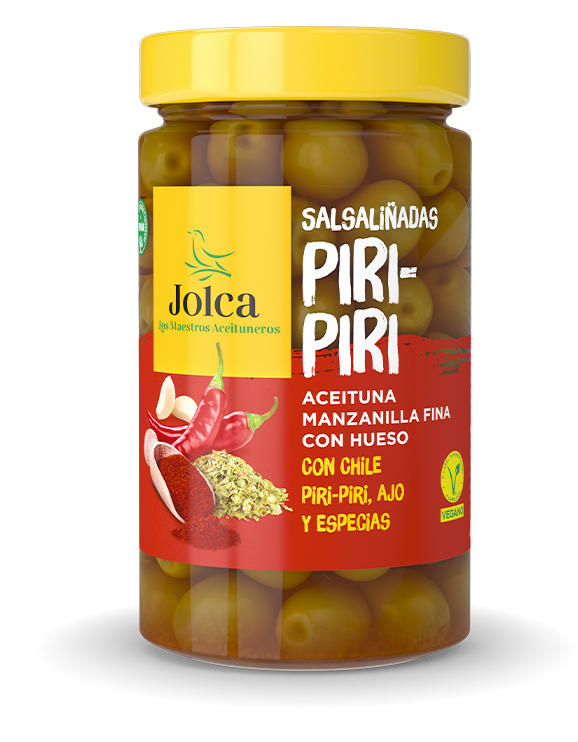 Aceitunas Salsaliñadas Piri-Piri Jolca 400g | La Casa del Bacalao