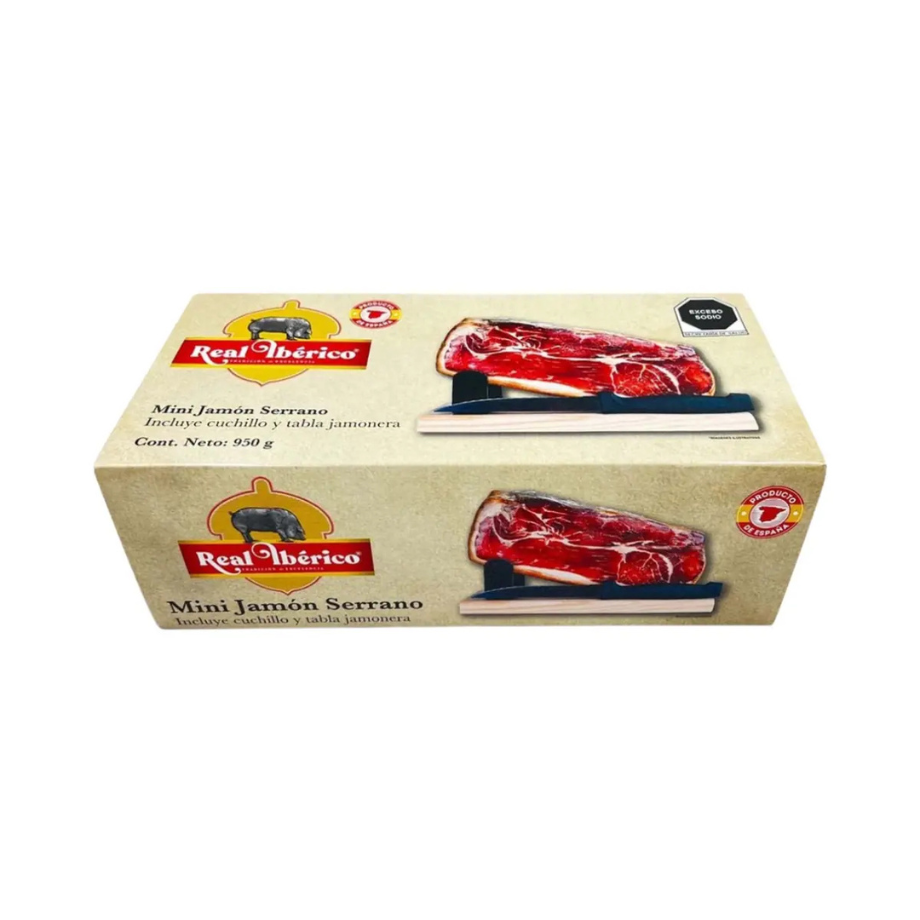 Mini Jamón Serrano con Jamonero y Cuchillo | Real Ibérico