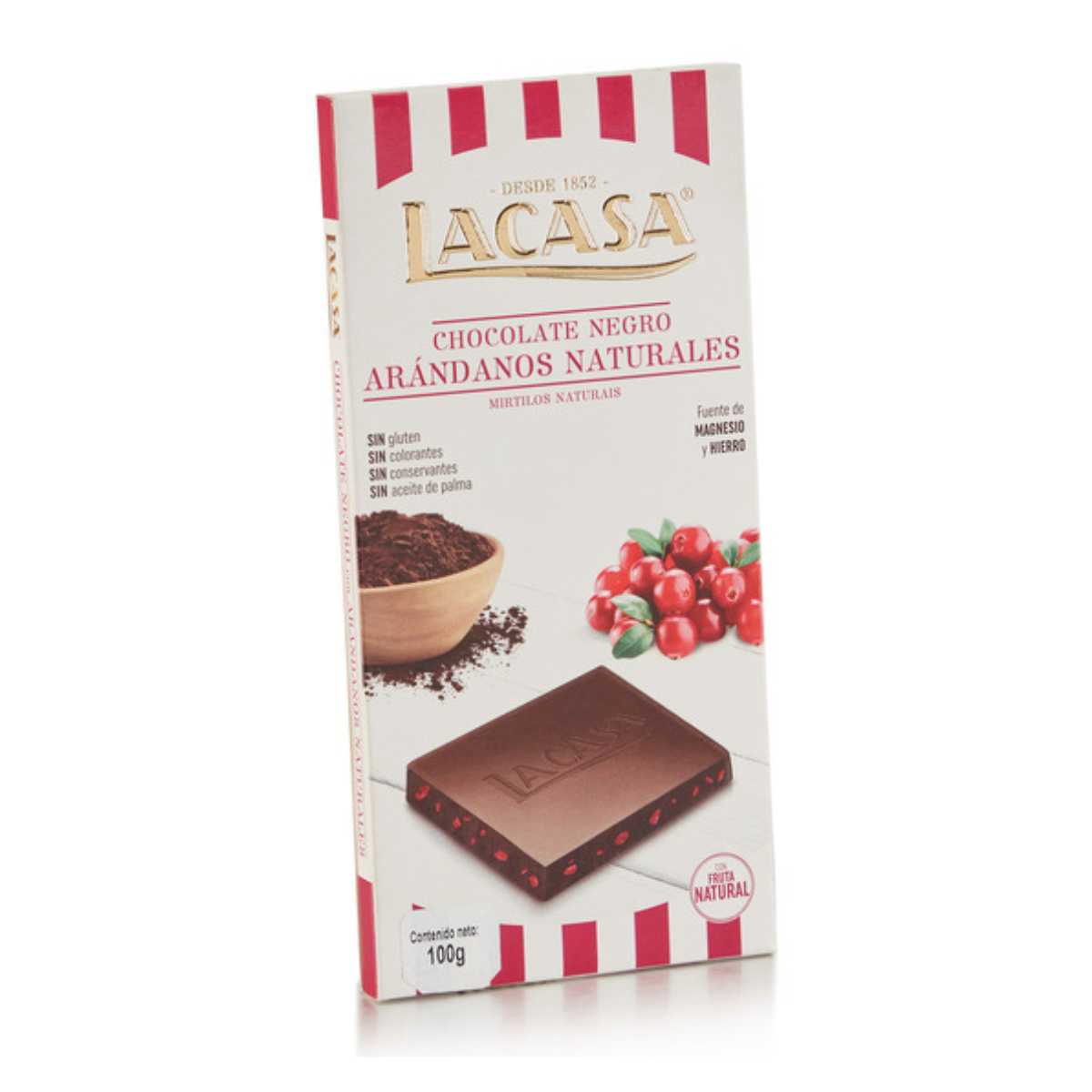 Tableta Chocolate Negro Arándanos Naturales 100g