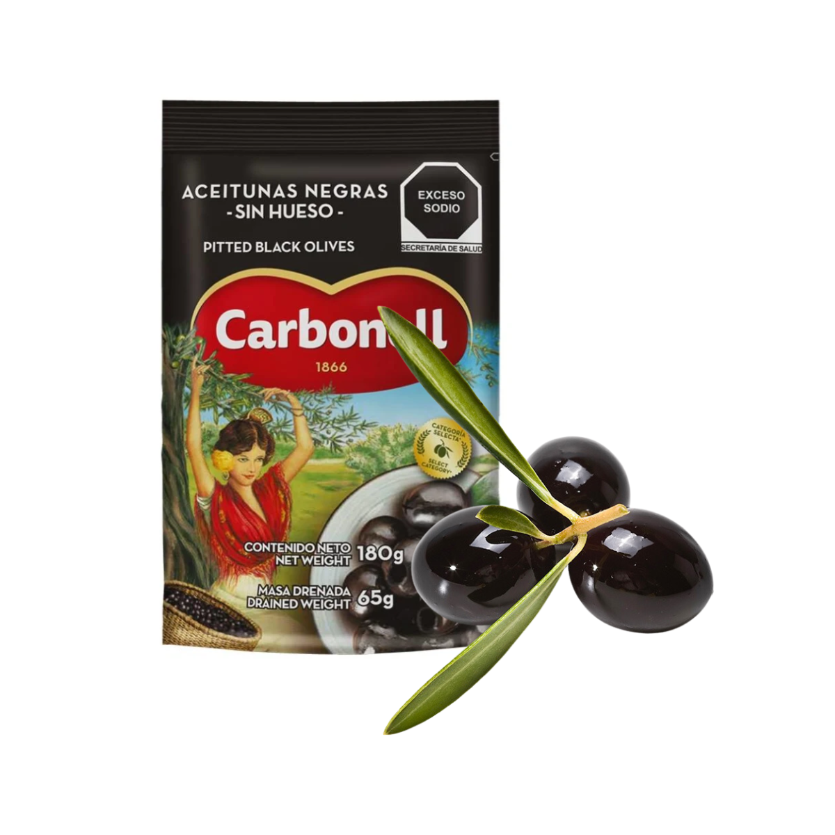 Aceitunas Negras Deshuesadas Carbonell 180g