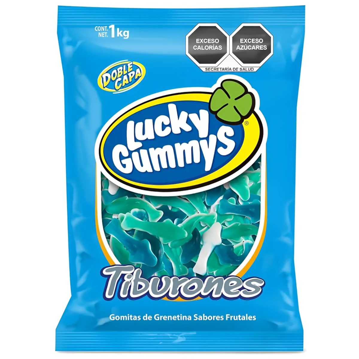 Bolsa Gomitas Forma De Tiburones Lucky Gummys 1kg Fruta