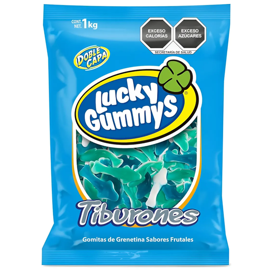 Bolsa Gomitas Forma De Tiburones Lucky Gummys 1kg Fruta