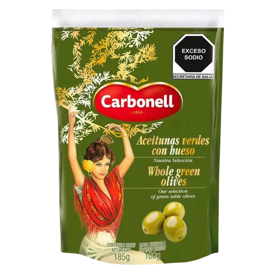 Aceitunas Verdes Con Hueso Carbonell Bolsa 185 Gr Orgánico