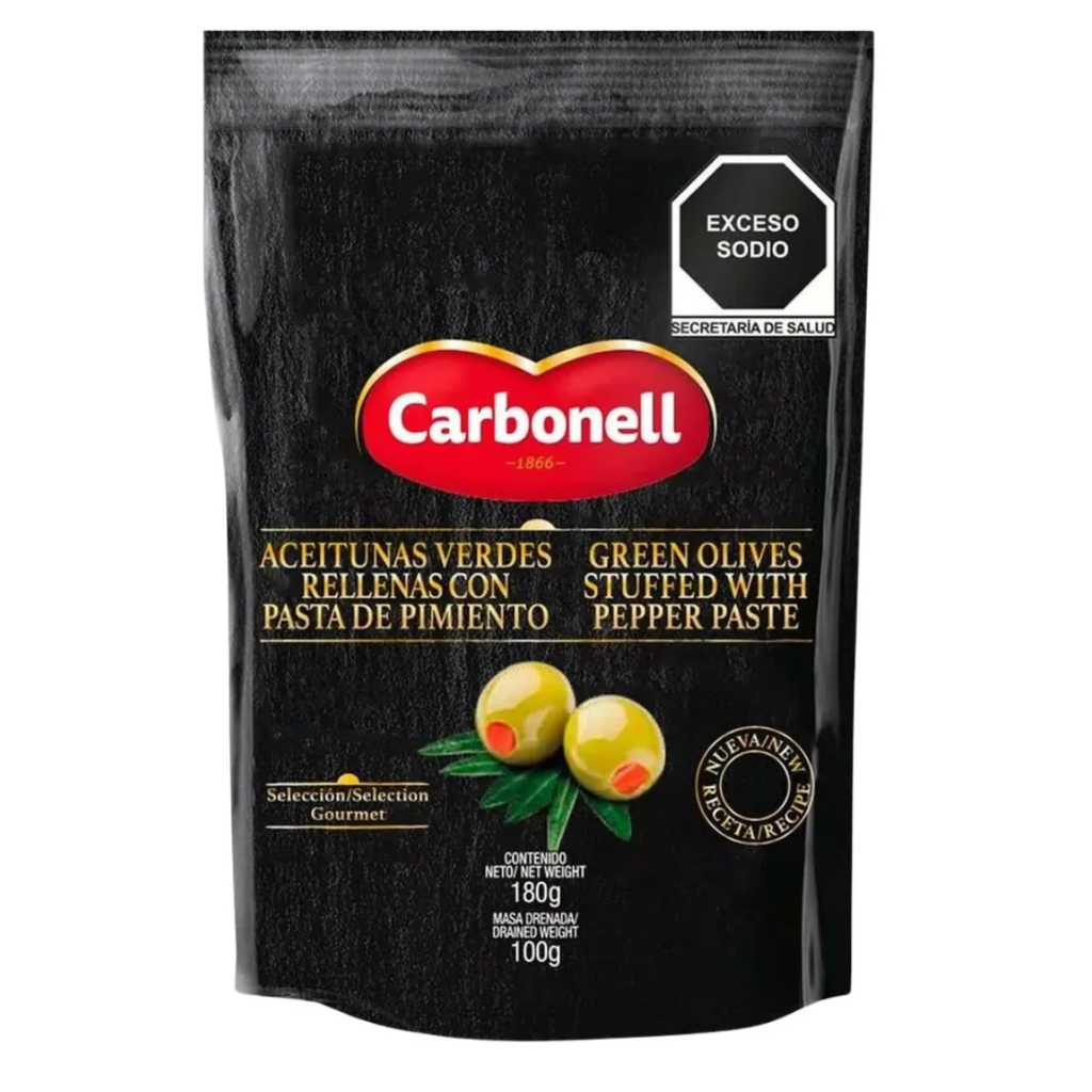 Aceitunas Rellenas De Pimiento Carbonell Bolsa 180 Gr