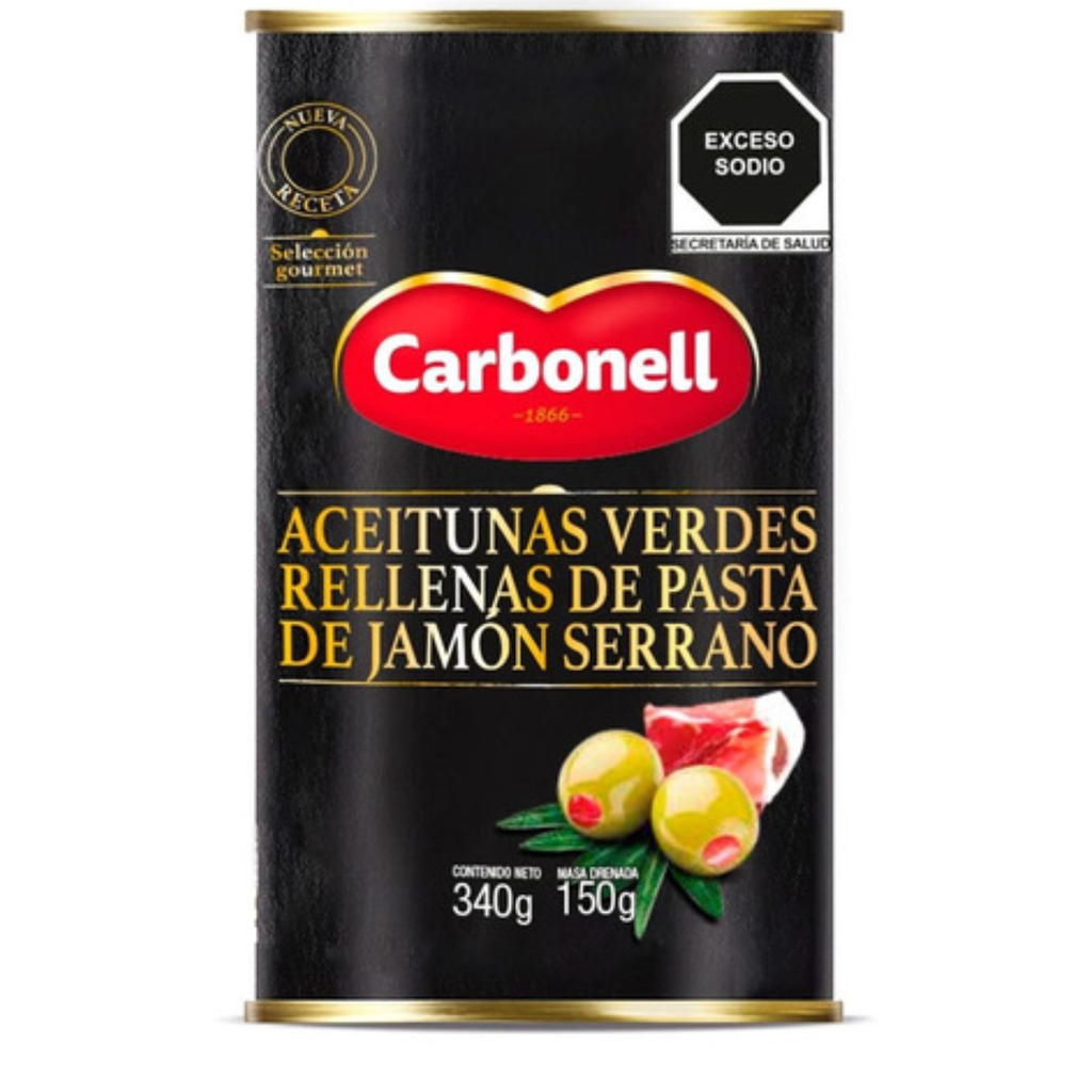 Aceitunas Verdes Rellenas de Jamón Serrano 340g