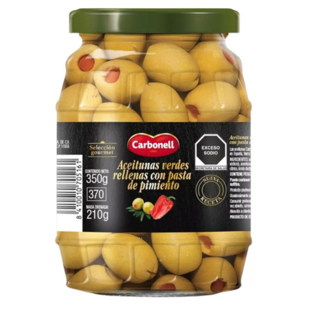 Aceitunas Verdes Rellenas de Pimiento Carbonell 350g