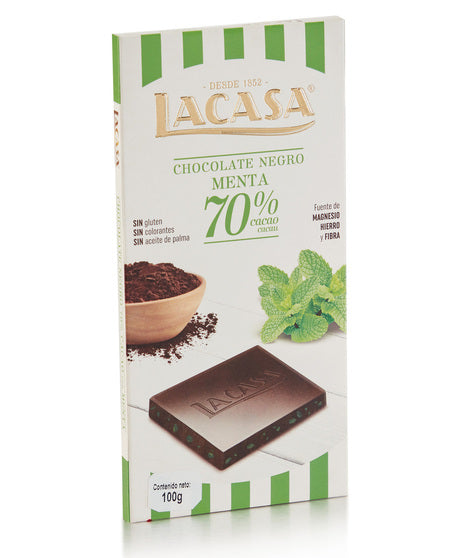 Tableta Chocolate Negro Menta 70% Cacao · 100g - Postres y Galletas La casa del bacalao