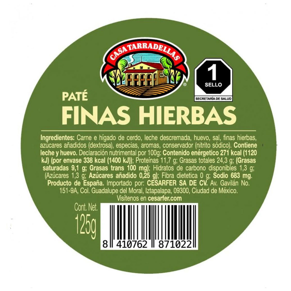 Paté de Finas Hierbas 125g - Enlatados y Conservas La casa del bacalao